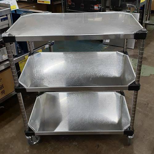 中古】作業台 キャスター付き カート3段仕様 BGなし 幅760×奥行460×高