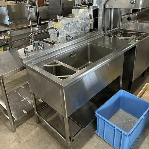 中古】一槽ソイルドシンク ダスト付き BGあり 幅1370×奥行710×高さ910