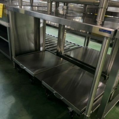 中古】作業台 炊飯台車付き BGなし 幅1200×奥行600×高さ800 【送料別途