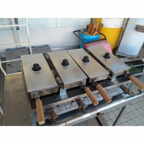 中古】大判焼き機 幅770×奥行600×高さ250 LPG(プロパンガス) 【送料