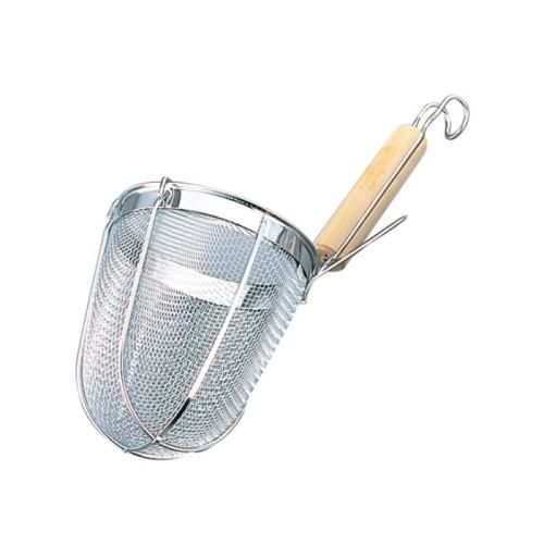 TS 18-8 木柄うどんてぼ 木柄うどん揚 丸底