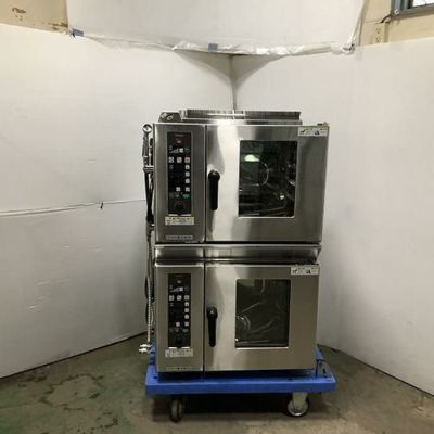 業務用中古タニコー製スチームコンベクションオーブン（電気式単相200V）作業台付 業界最長1年保証】【中古】スチームコンベクションオーブン(二段