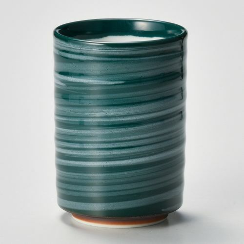 グリーン白刷毛切立湯呑 φ6.9×10cm(250cc) 381-438 (10個入)