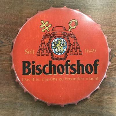 王冠(瓶栓)ブリキ看板 『Bischofshof』