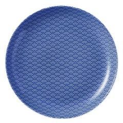 青海波 23cm丸皿 青【まとめ買い商品】