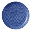 青海波 19cm丸皿 青【まとめ買い商品】