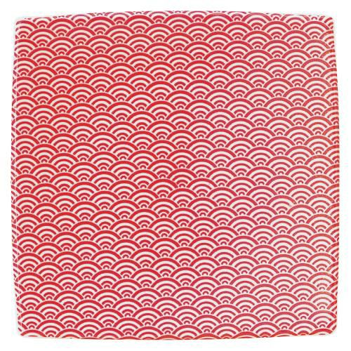 青海波 15.5cmスクエアープレート 赤【まとめ買い商品】