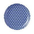 山格子 15cm丸皿 青【まとめ買い商品】