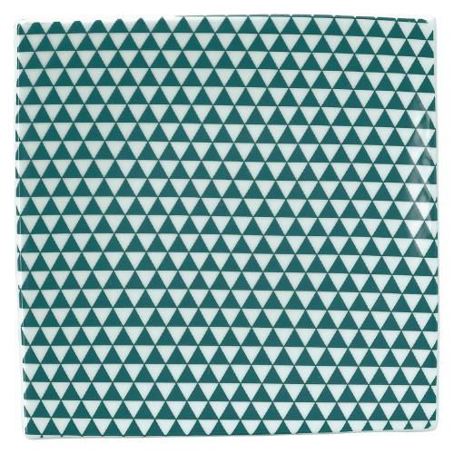 山格子 19.5cmスクエアープレート 緑【まとめ買い商品】