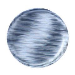 細縞 19cm丸皿 青【まとめ買い商品】