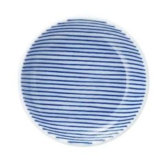 細縞 10cm丸皿 青【まとめ買い商品】