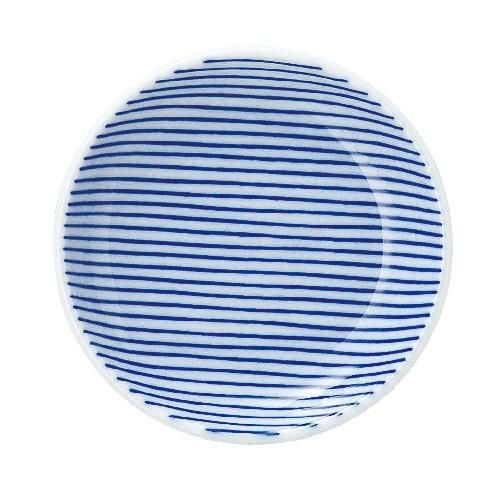 細縞 10cm丸皿 青【まとめ買い商品】