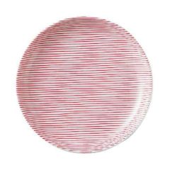 細縞 19cm丸皿 赤【まとめ買い商品】