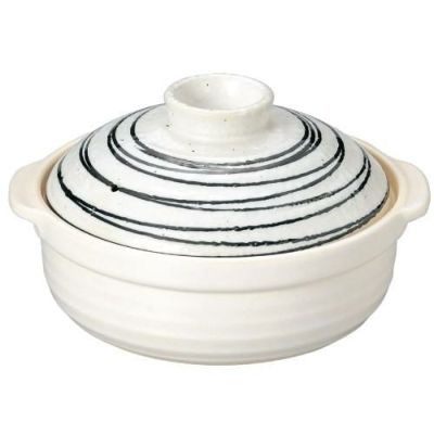 粉引黒ライン 石目7号鍋 IH対応【まとめ買い商品】