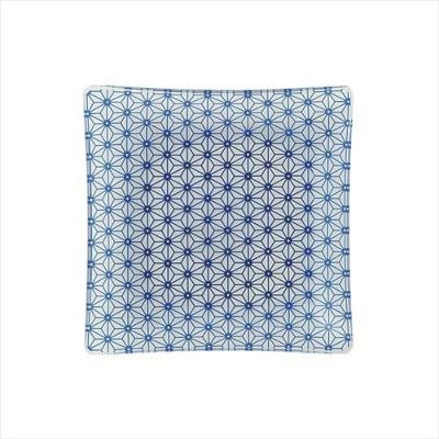 麻の葉 ブルー 13.5cm正角皿 ブルー【まとめ買い商品】