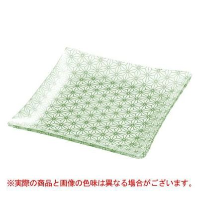 麻の葉 グリーン 13.5cm正角皿 グリーン【まとめ買い商品】