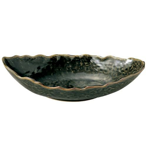 【織部 さざ波舟形盛鉢】盛鉢 高さ67mm×長径:282・短径:152【業務用】【グループB】【プロ用】【まとめ買い商品】