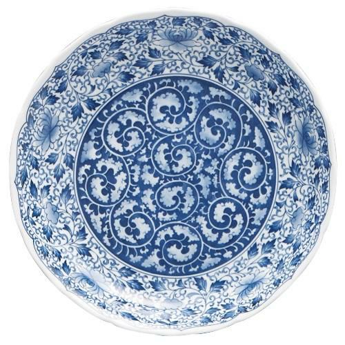 【濃唐草 桔梗尺二皿】大皿 高さ60mm×直径:365【業務用】【グループB】【プロ用】【まとめ買い商品】