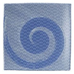 青海波 白渦 19.5cmスクエアープレート【まとめ買い商品】