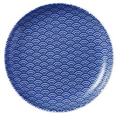 青海波 15cm丸皿 青【まとめ買い商品】
