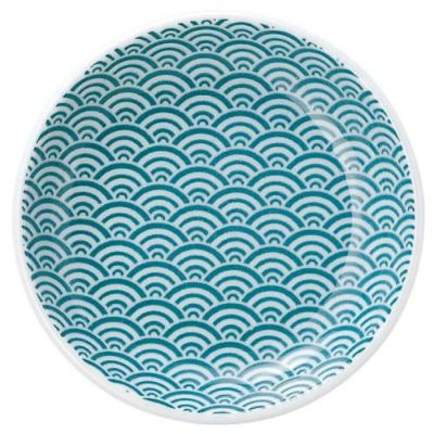 青海波 13cm丸皿 緑【まとめ買い商品】
