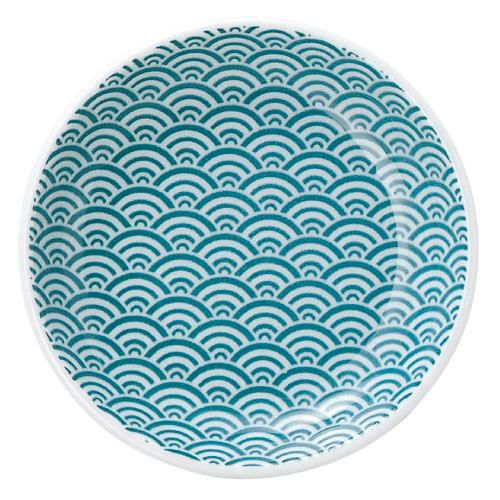 青海波 10cm丸皿 緑【まとめ買い商品】
