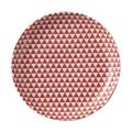 山格子 19cm丸皿 赤【まとめ買い商品】