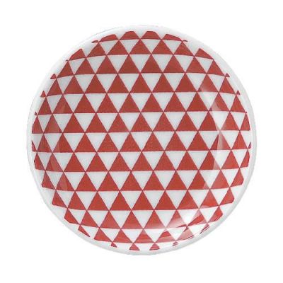 山格子 10cm丸皿 赤【まとめ買い商品】