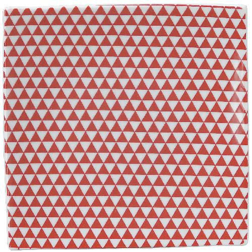 山格子 19.5cmスクエアープレート 赤【まとめ買い商品】