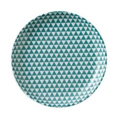 山格子 19cm丸皿 緑【まとめ買い商品】