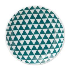 山格子 13cm丸皿 緑【まとめ買い商品】
