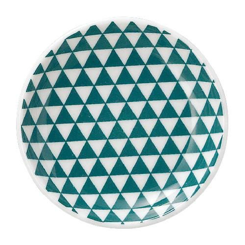 山格子 13cm丸皿 緑【まとめ買い商品】
