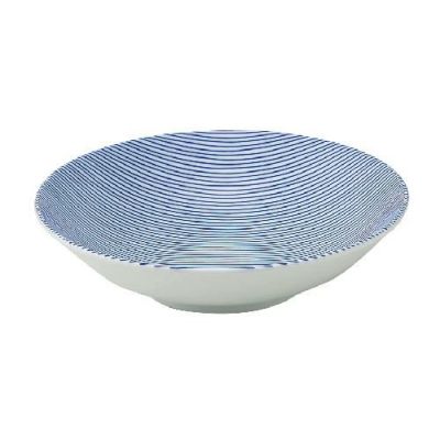 細縞 23cm浅ボウル 青【まとめ買い商品】