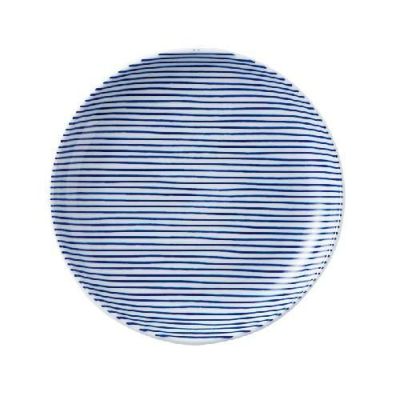 細縞 15cm丸皿 青【まとめ買い商品】
