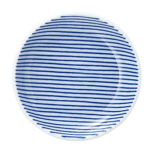 細縞 13cm丸皿 青【まとめ買い商品】