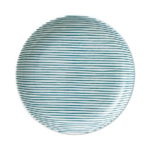 細縞 15cm丸皿 緑【まとめ買い商品】