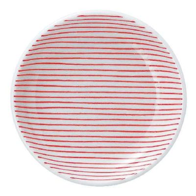 細縞 10cm丸皿 赤【まとめ買い商品】