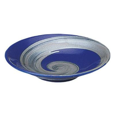 銀彩ブルー リップル4.0皿 ブルー【まとめ買い商品】