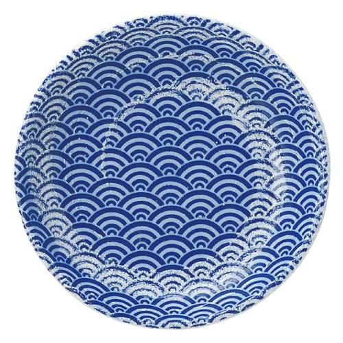 青海波 白渦 10cm丸皿【まとめ買い商品】