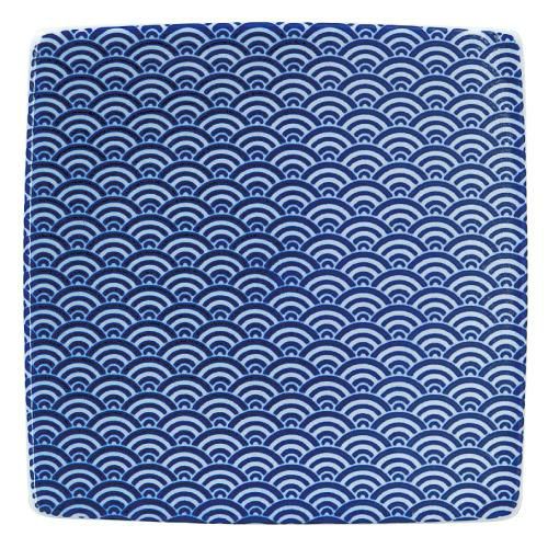 青海波 13.5cmスクエアープレート 青【まとめ買い商品】