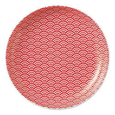 青海波 15cm丸皿 赤【まとめ買い商品】