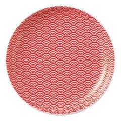 青海波 15cm丸皿 赤【まとめ買い商品】