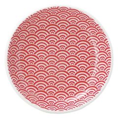 青海波 10cm丸皿 赤【まとめ買い商品】