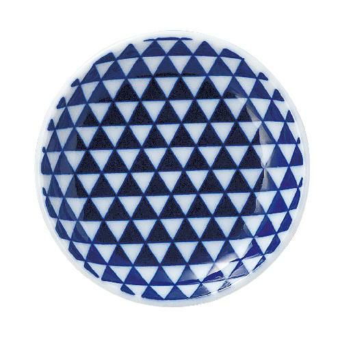 山格子 13cm丸皿 青【まとめ買い商品】