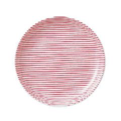細縞 15cm丸皿 赤【まとめ買い商品】