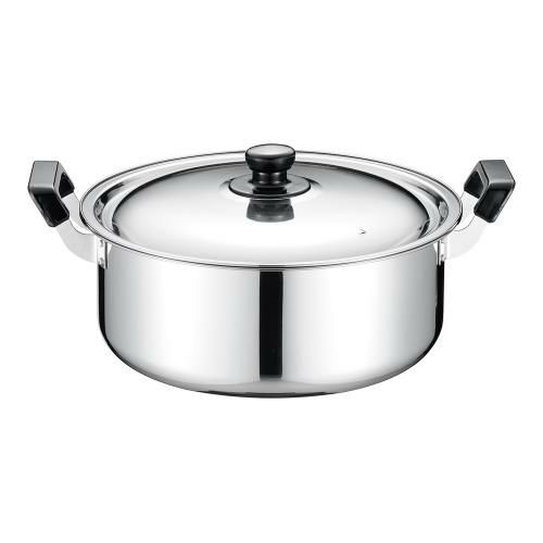 TKG ステンレス プラ柄 実用鍋 30cm