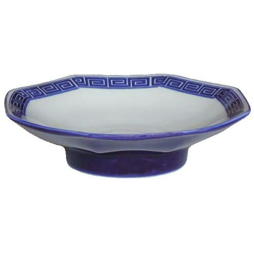 ルリ雷門 八角6寸高台皿