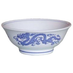 染付竜華 丸反7寸丼