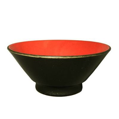 柚子黒(中赤) 切立高台6・5丼 (黒) 10個入/グループU