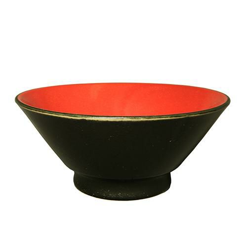 柚子黒(中赤) 切立高台6・5丼 (黒) 10個入/グループU